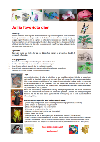 2425 Opdracht Mijn Favoriete dier 